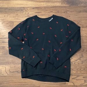 ZOO YORK - cherry sweater crew neck embroidered size medium